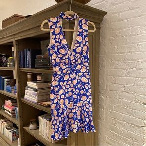 Saloni Silk Choker Floral Plunging Neck Dress